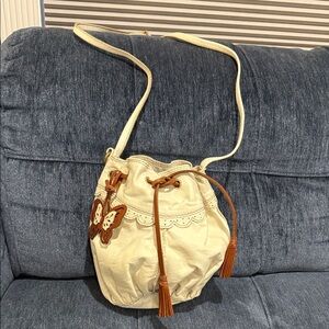 New Lucky Brand Elegant Cream Women's Bag with Butterfly Accent